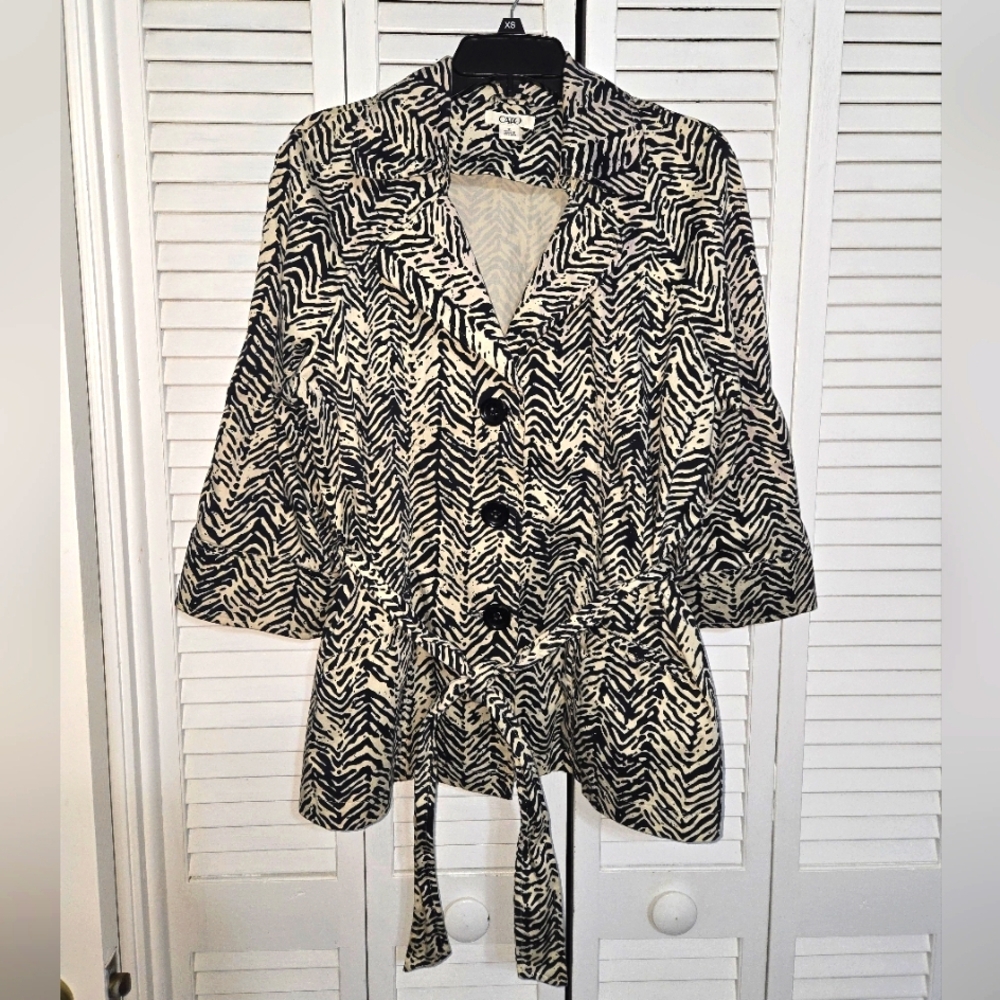 Cato Women's XL Zebra Print Top Jacket